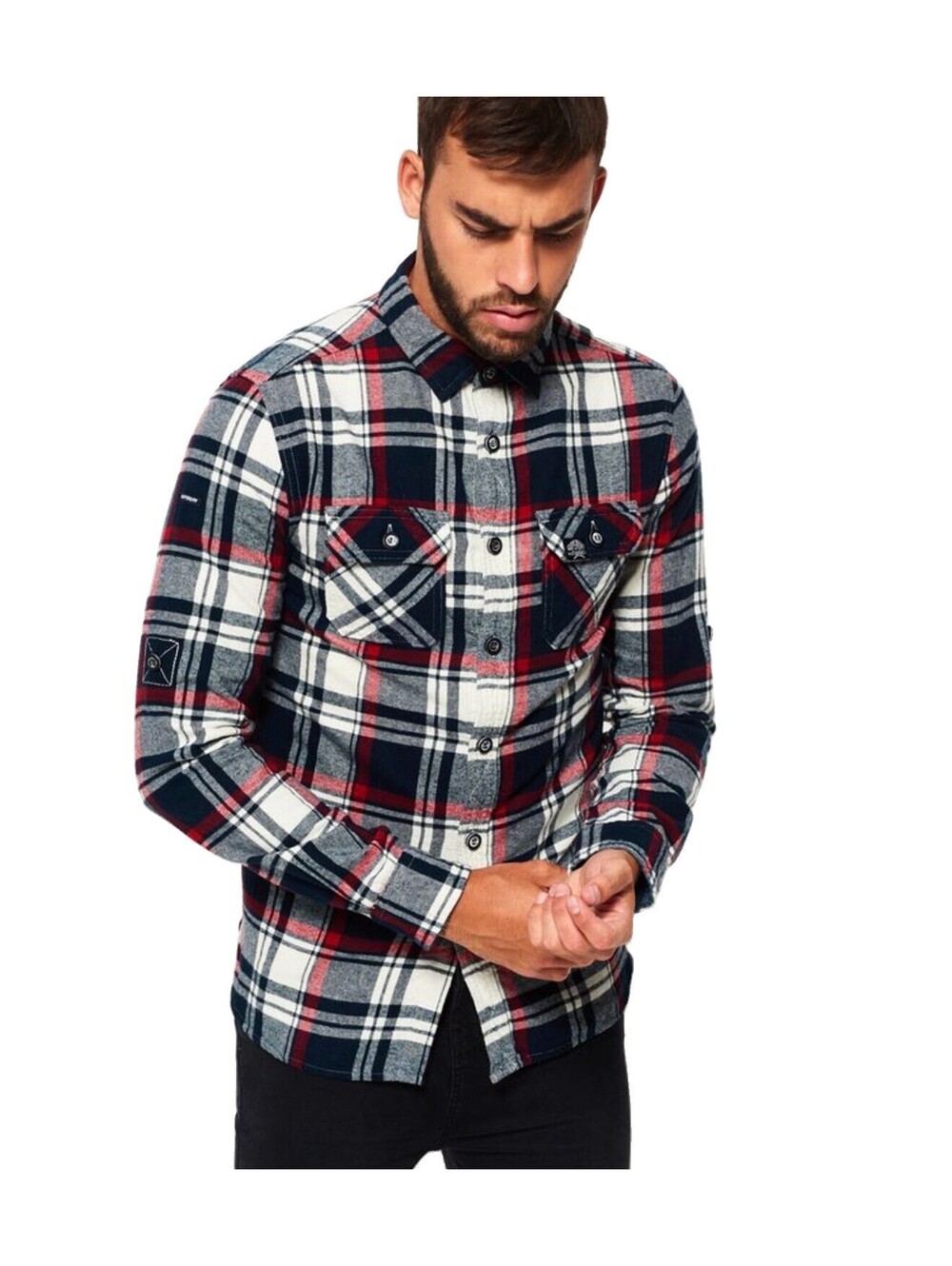 SuperDry Lumberjack Fit Mens Pendleton Size Medium- Navy Red